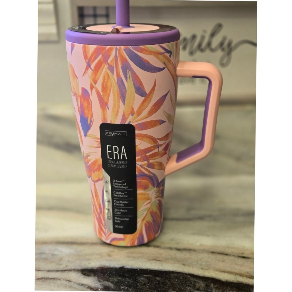 BruMate x Billabong Era 30oz Leakproof Straw Tumbler Tropical Floral NIB Limited